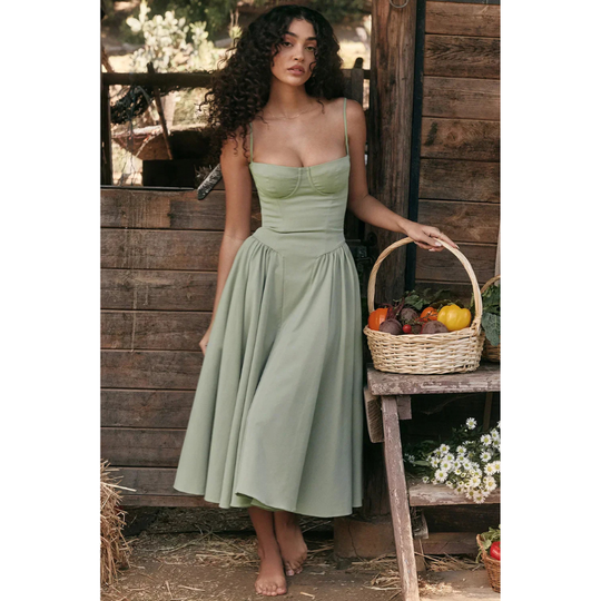 Midi Jurk Dames | Geplooide Rok & Romantisch Zomers Design