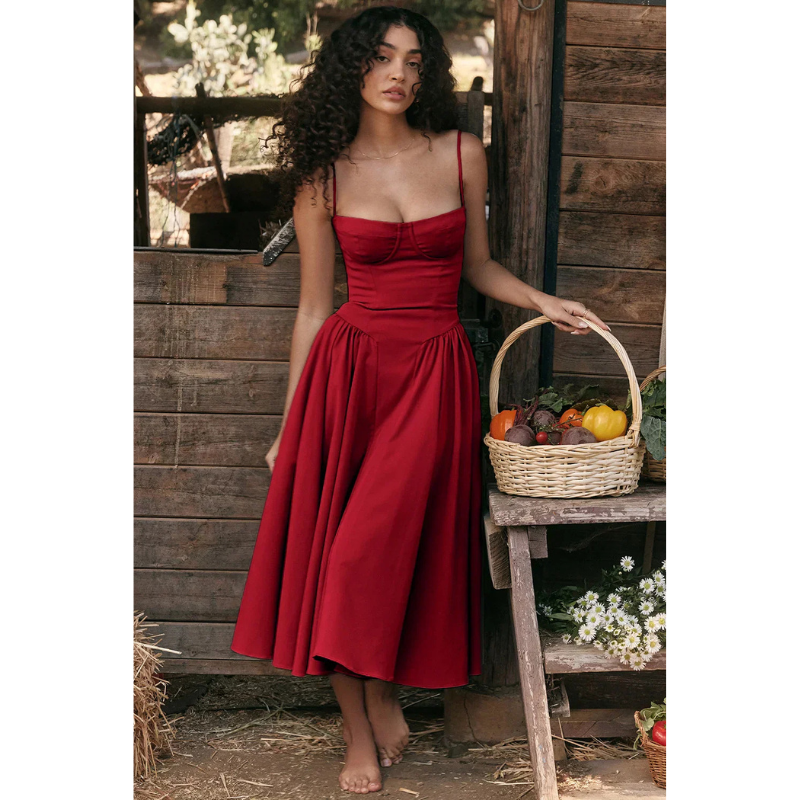 Midi Jurk Dames | Geplooide Rok & Romantisch Zomers Design