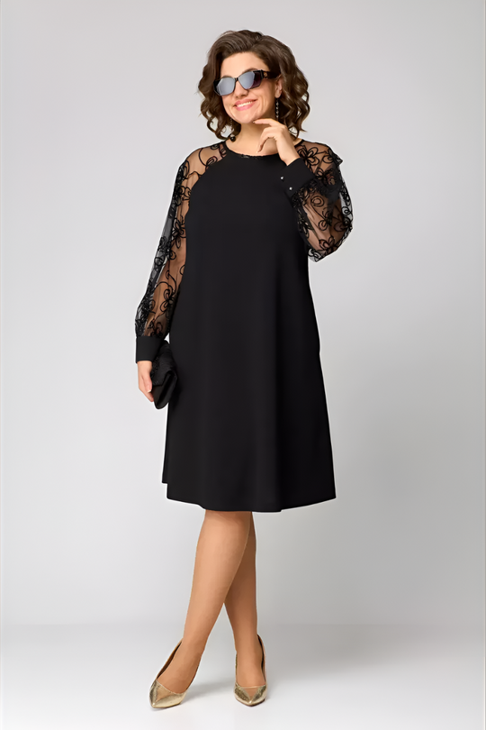 Midi Jurk Dames | Kanten Mouwen & Elegante A-lijn voor Bijzondere Momenten