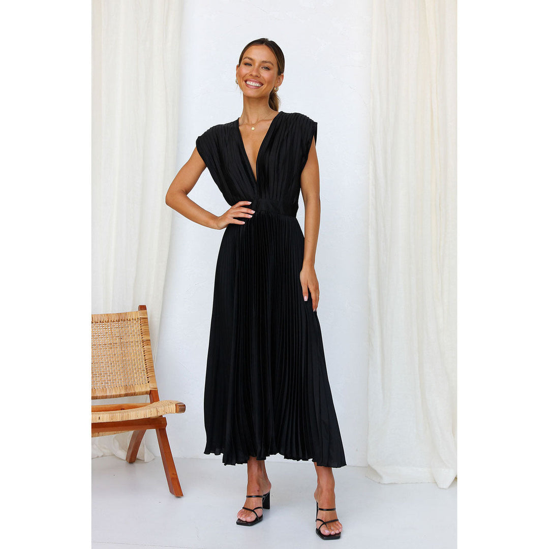 Midi Jurk Dames | Plissé Design & Elegante V-hals