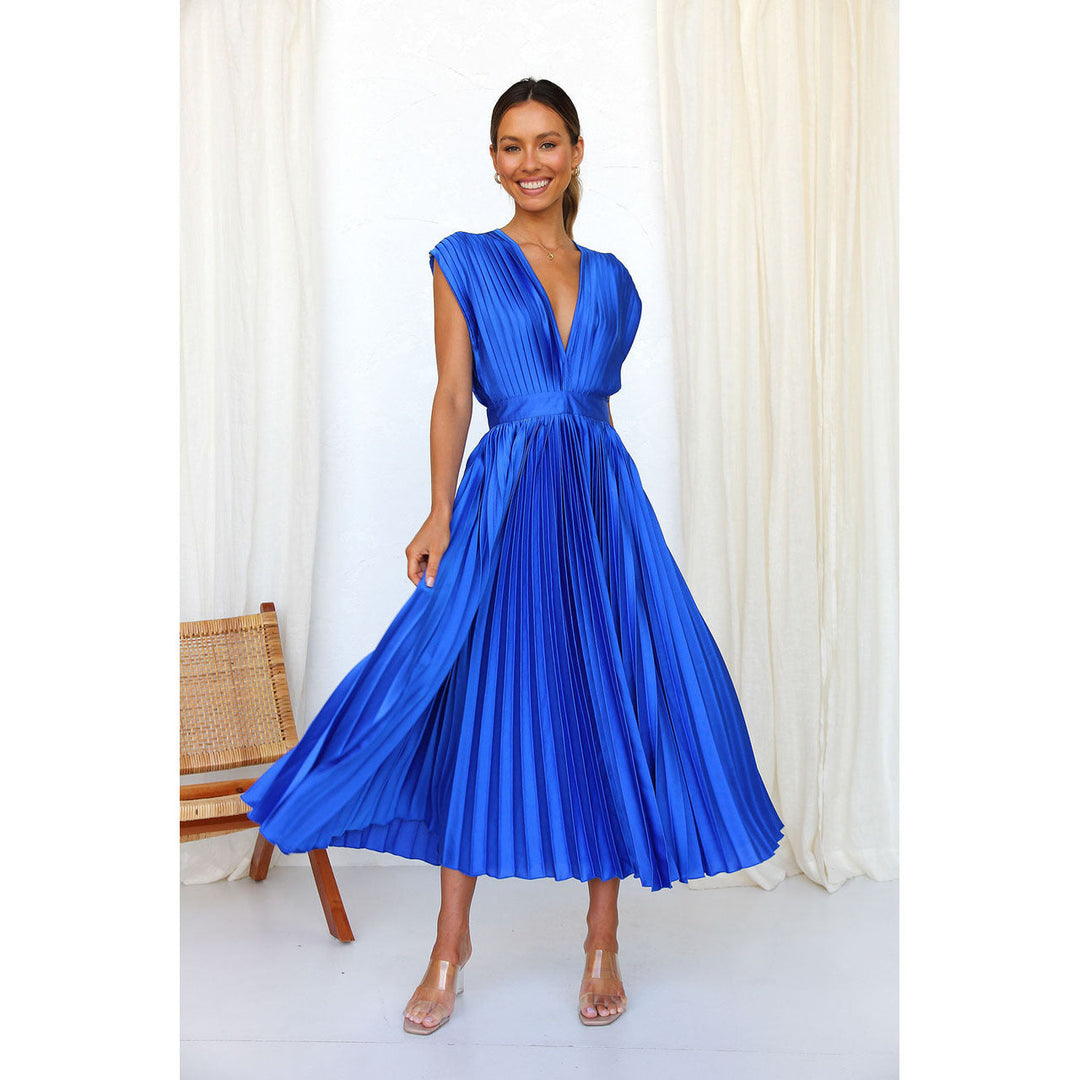 Midi Jurk Dames | Plissé Design & Elegante V-hals