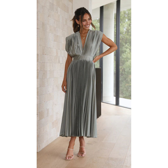 Midi Jurk Dames | Plissé Design & Elegante V-hals