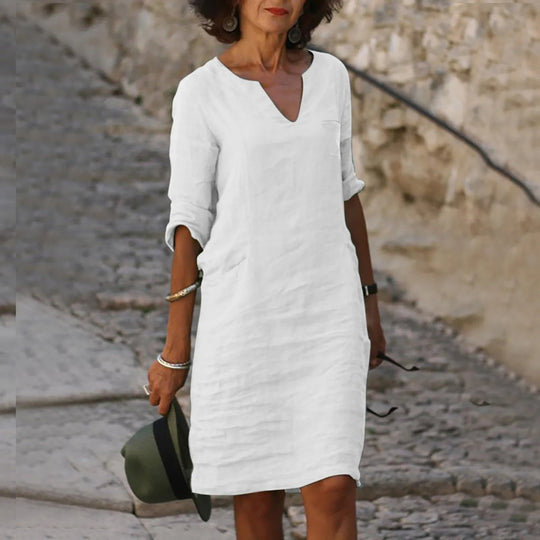 Midi Jurk Dames | V-hals & Zakken