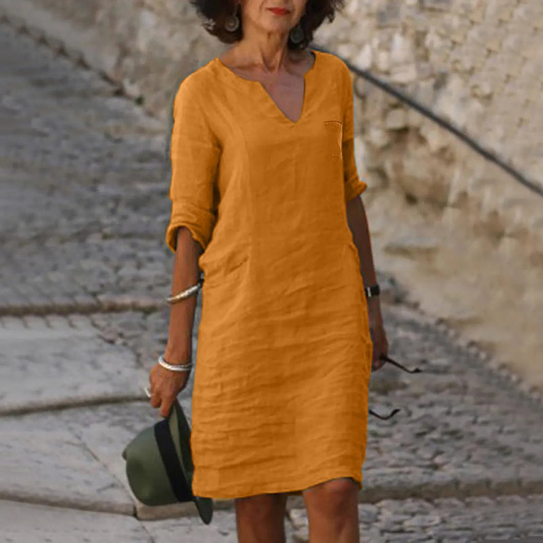 Midi Jurk Dames | V-hals & Zakken