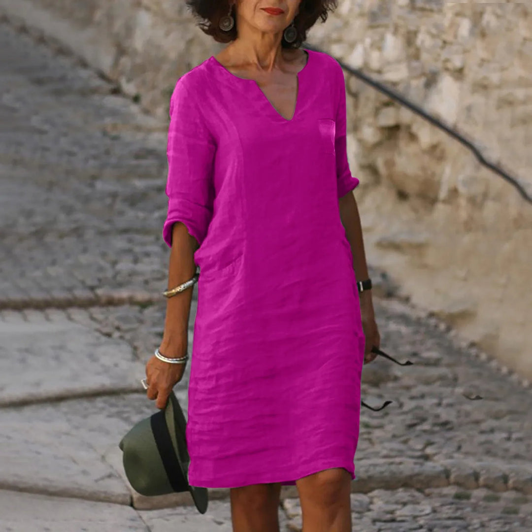 Midi Jurk Dames | V-hals & Zakken