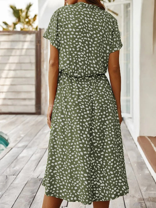 Midi Jurk Dames | Verstelbare Taille & Zomerse Print