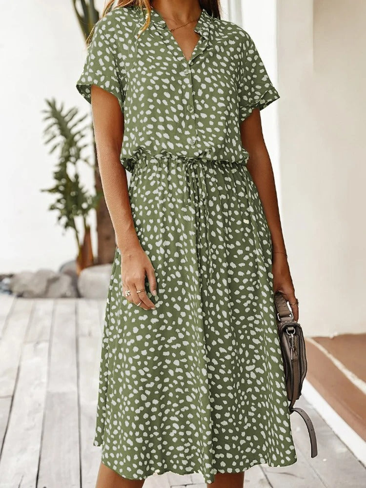 Midi Jurk Dames | Verstelbare Taille & Zomerse Print