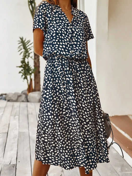 Midi Jurk Dames | Verstelbare Taille & Zomerse Print