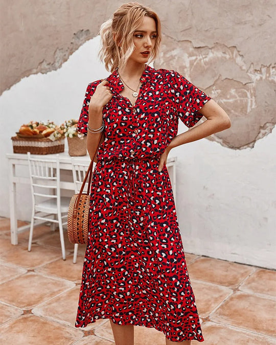 Midi Jurk Dames | Verstelbare Taille & Zomerse Print
