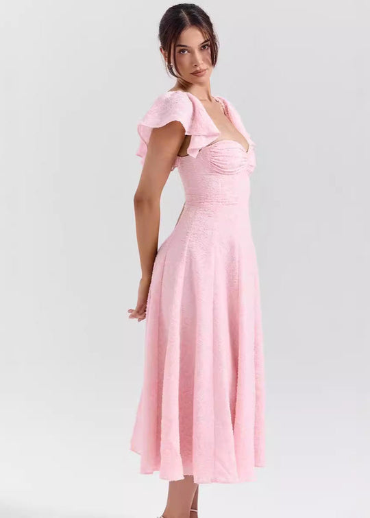 Midi Jurk Dames | Volant Mouwen