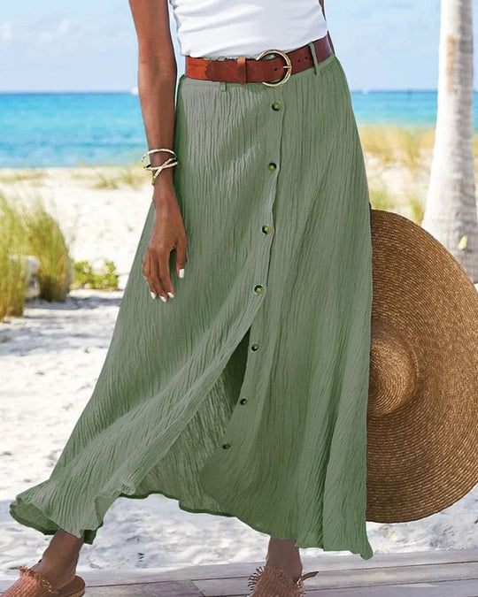 Midi Rok Dames | Knoopsluiting & Soepele Valling