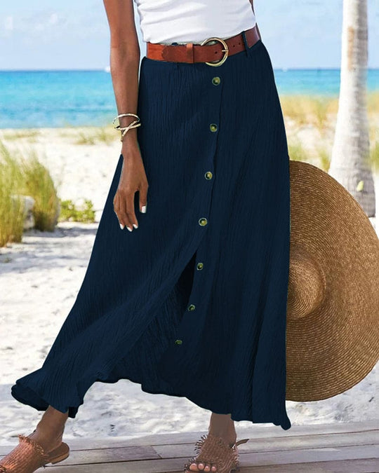 Midi Rok Dames | Knoopsluiting & Soepele Valling