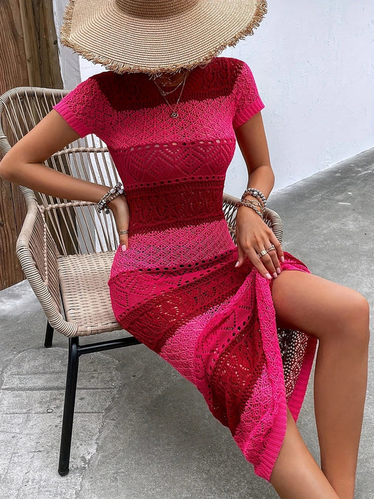 Midi-Sommer-Strandkleid Damen mit Spitze - Korin