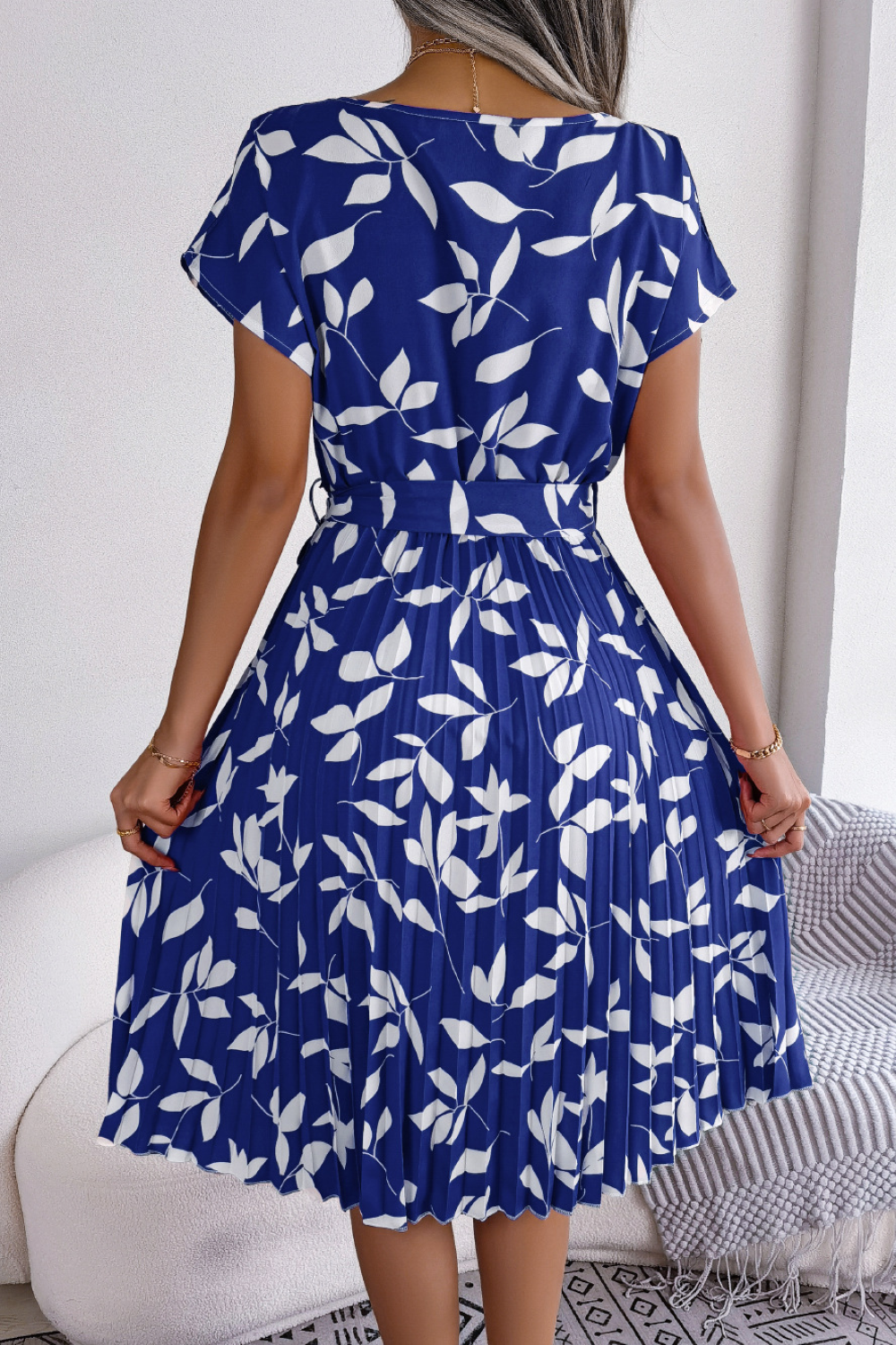 Midi-Sommerkleid Damen mit Blätterprint - Lissora 2
