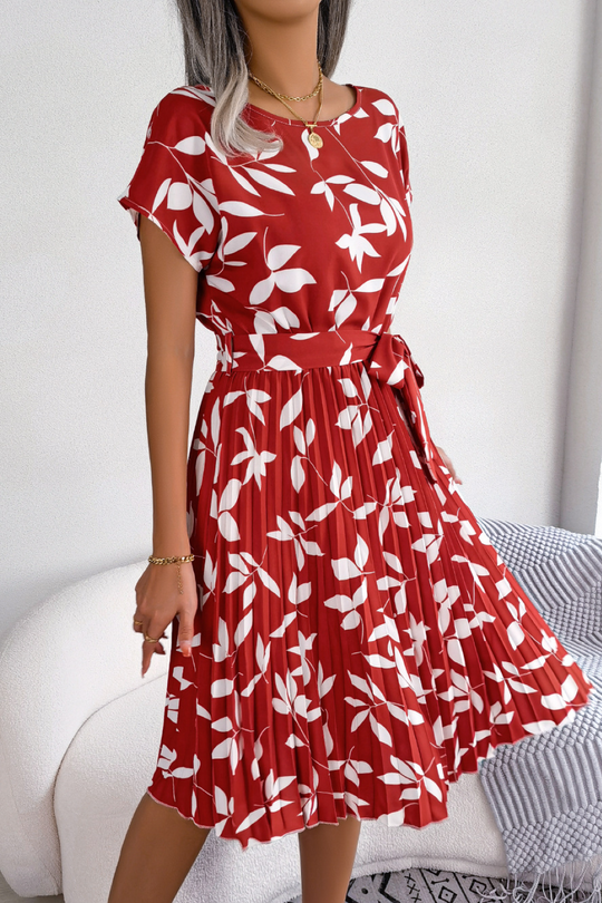 Midi-Sommerkleid Damen mit Blätterprint - Lissora 4