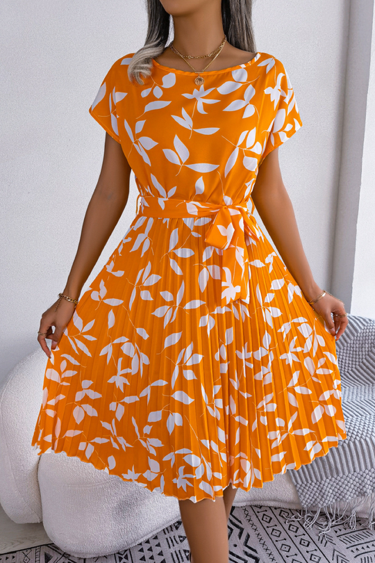 Midi-Sommerkleid Damen mit Blätterprint - Lissora 9