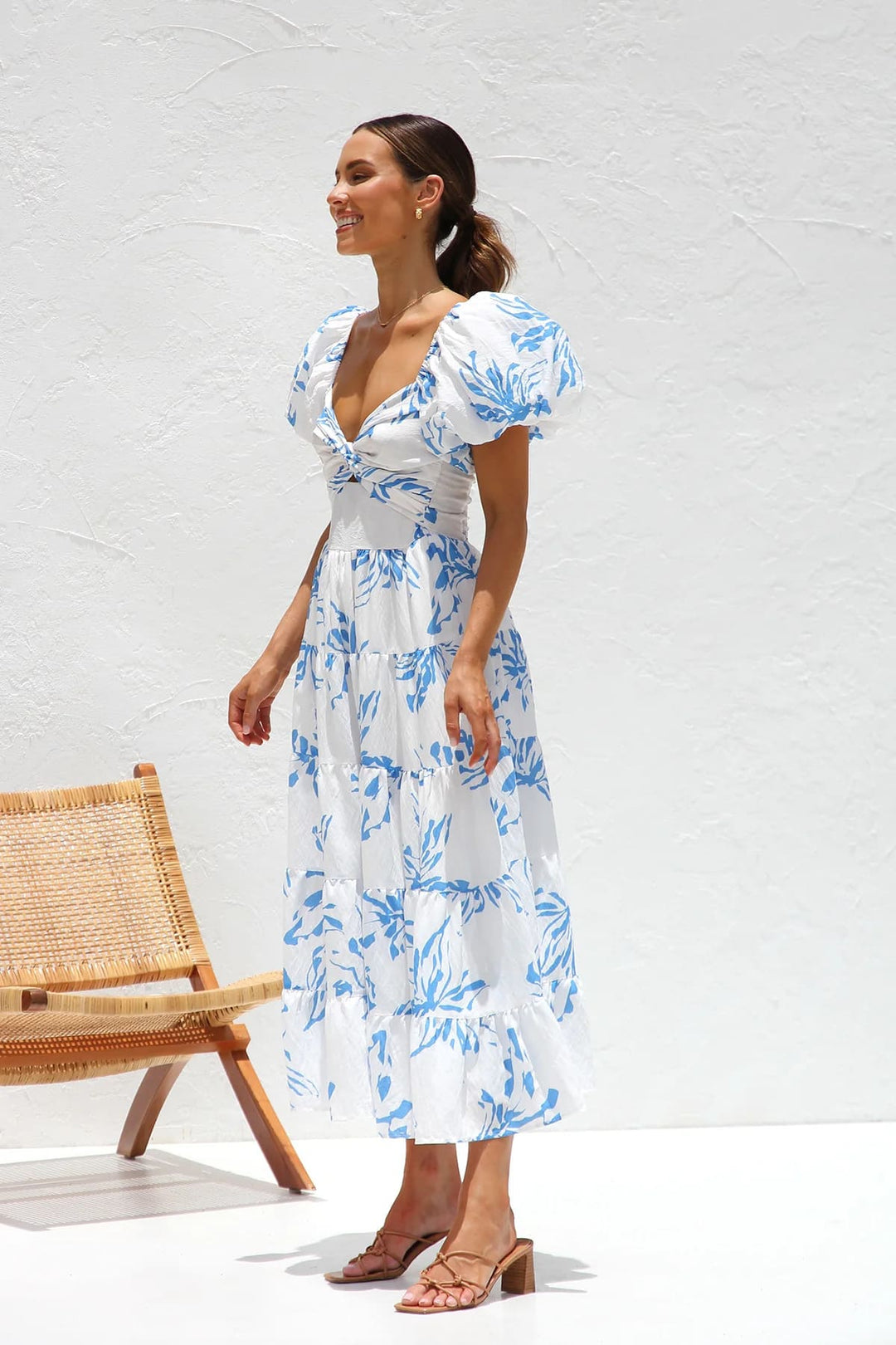 Midi-Sommerkleid Damen mit Blattmotiv - Ellen 6