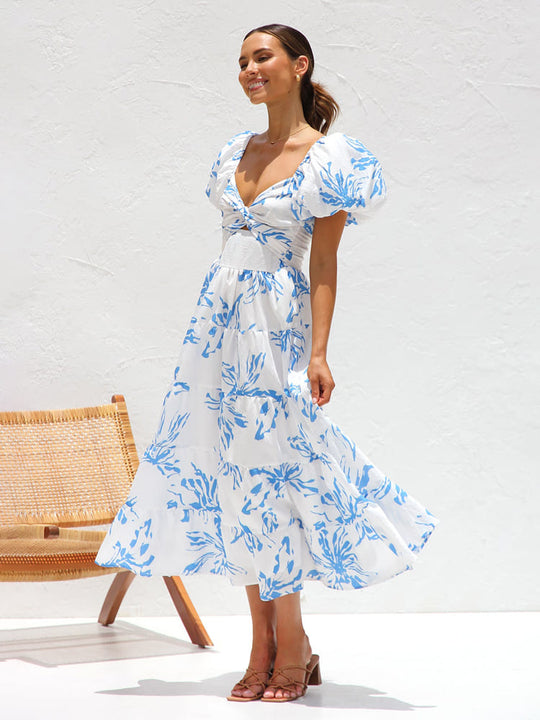 Midi-Sommerkleid Damen mit Blattmotiv - Ellen 7