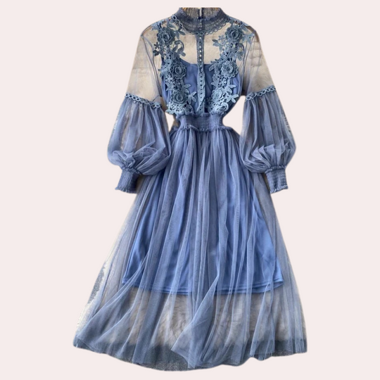 Midi-Sommerkleid Damen mit Blumen und Spitze - Flora 6