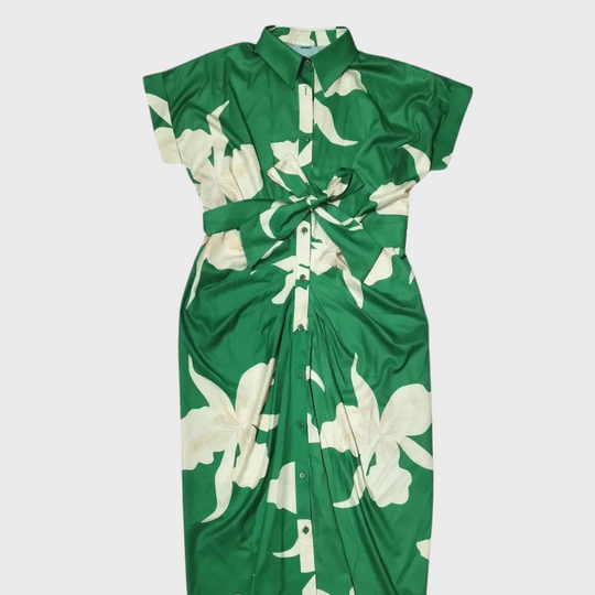 Midi-Sommerkleid Damen mit Kurzen Ärmeln und Knopfleiste - Norielle