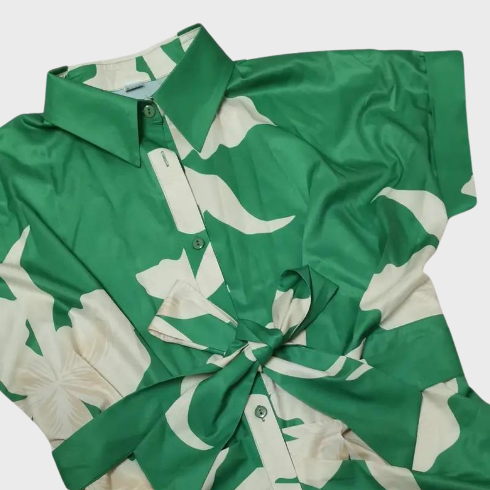 Midi-Sommerkleid Damen mit Kurzen Ärmeln und Knopfleiste - Norielle