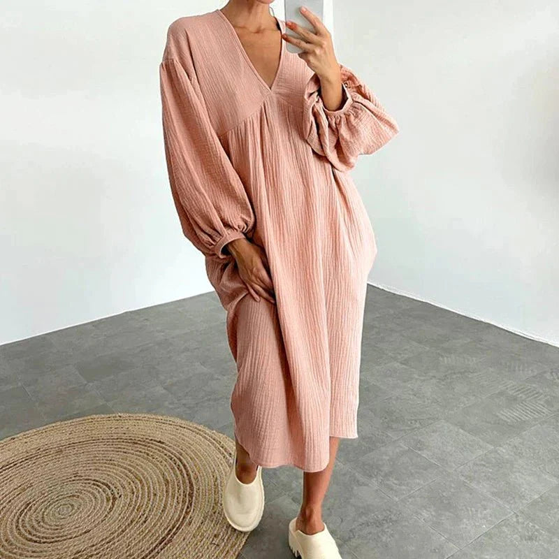 Midi-Sommerkleid Damen mit Langen Ärmeln - Aurora