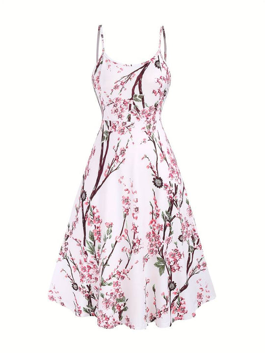 Midi-Sommerkleid Damen mit Sakura-Print - Vivian 3