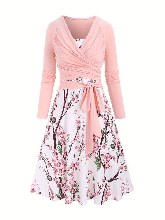 Midi-Sommerkleid Damen mit Sakura-Print - Vivian 1
