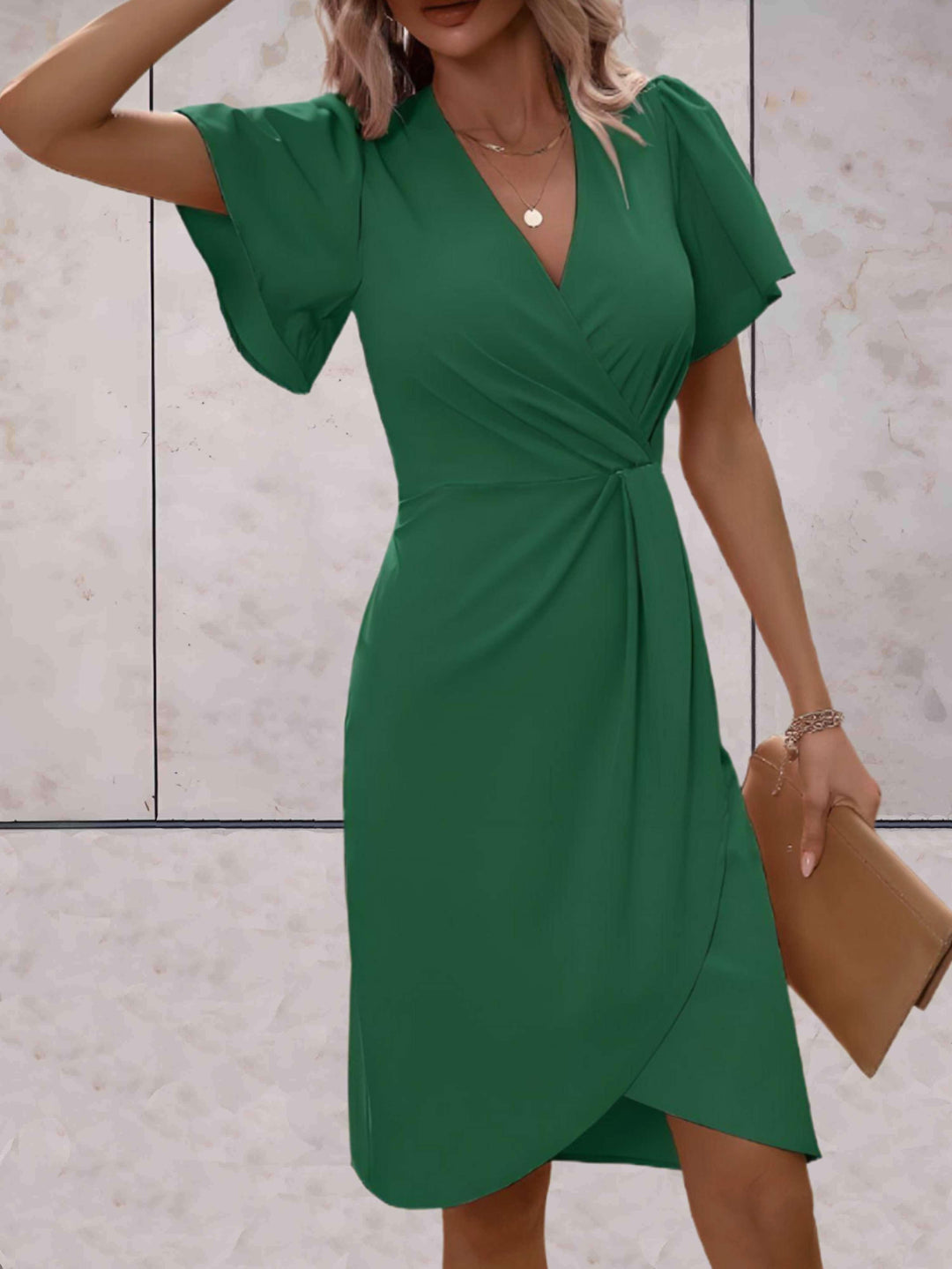 Midi Wikkeljurk | Tailleaccent & V-Hals