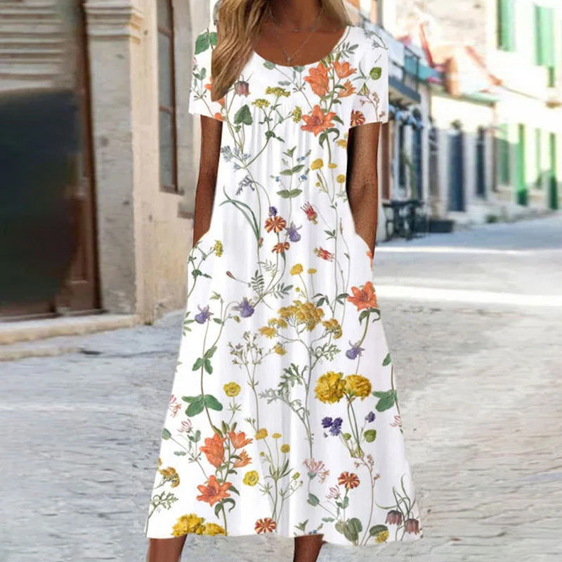 Midi Zomerjurk Dames | Bloemenprint & Vrouwelijk Comfort