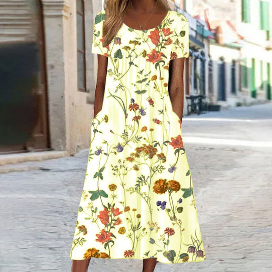 Midi Zomerjurk Dames | Bloemenprint & Vrouwelijk Comfort