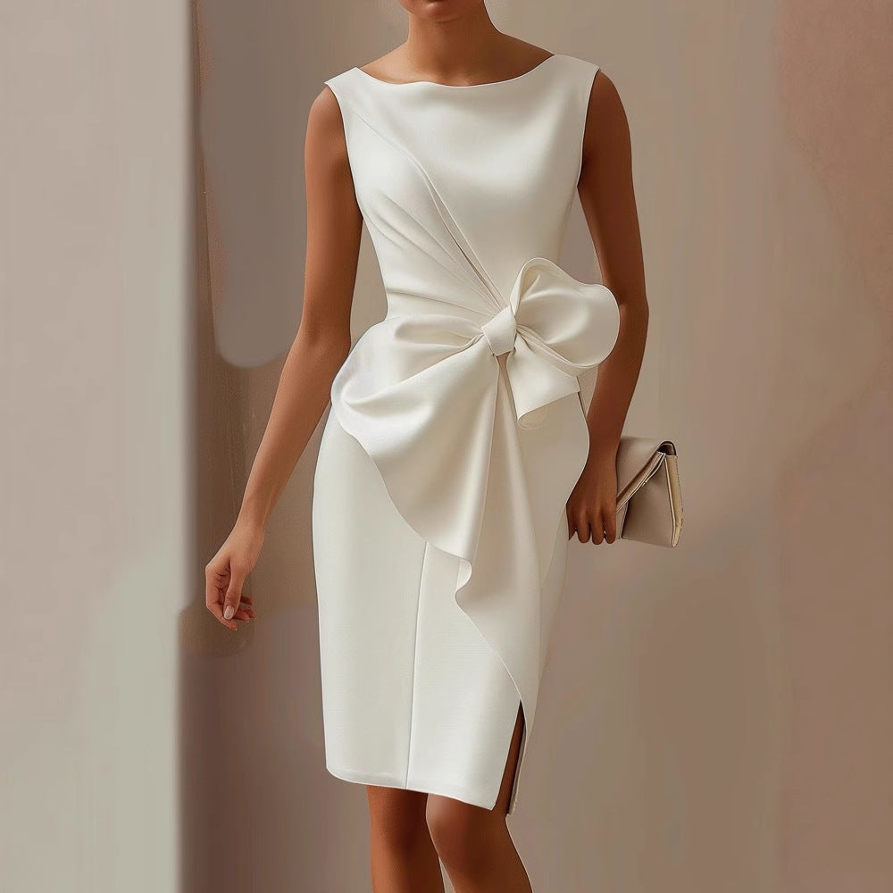 Midi Zomerjurk Dames | Boothals & Strikdetail aan de Zijkant