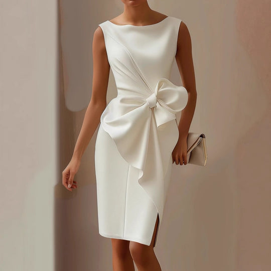 Midi Zomerjurk Dames | Boothals & Strikdetail aan de Zijkant