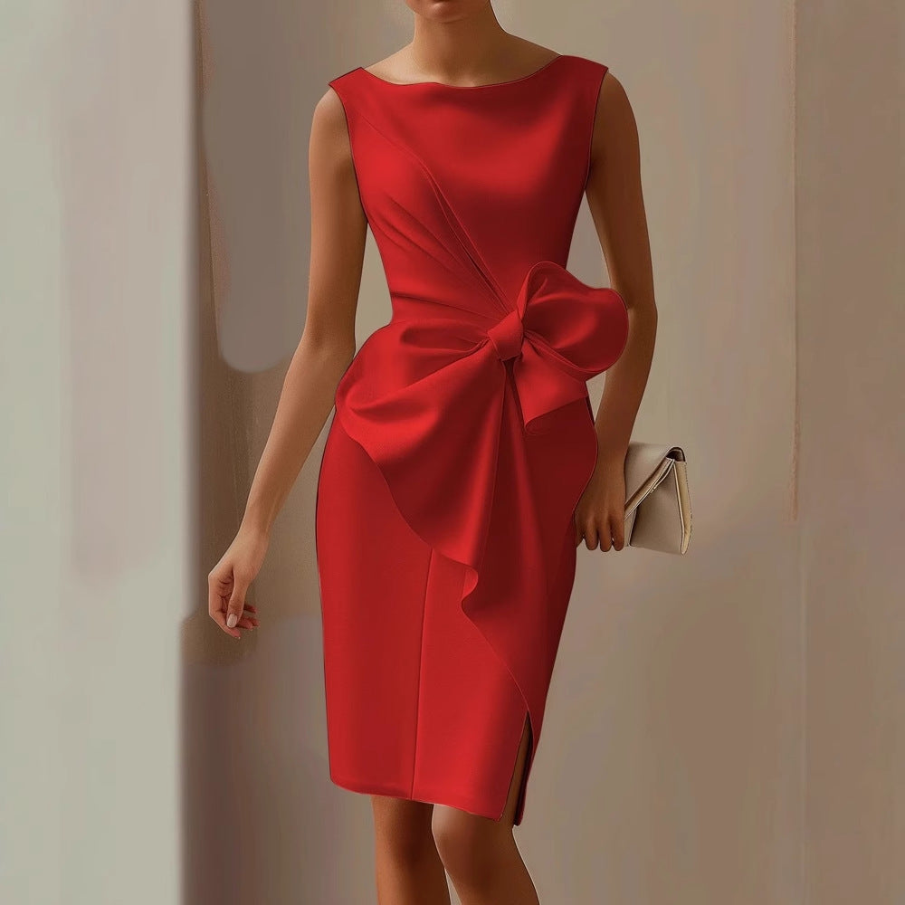 Midi Zomerjurk Dames | Boothals & Strikdetail aan de Zijkant