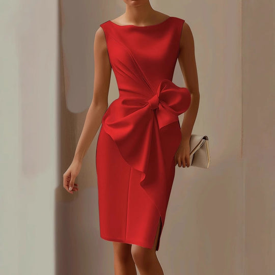 Midi Zomerjurk Dames | Boothals & Strikdetail aan de Zijkant