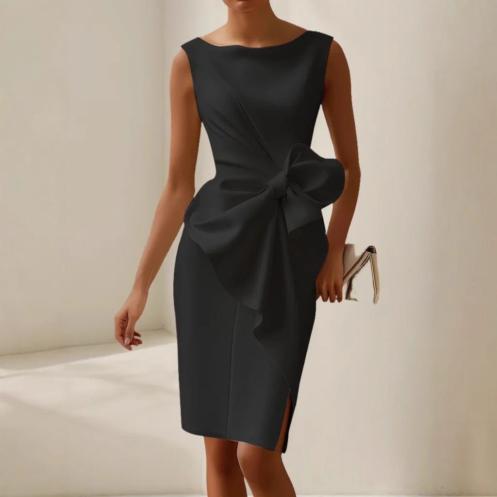 Midi Zomerjurk Dames | Boothals & Strikdetail aan de Zijkant