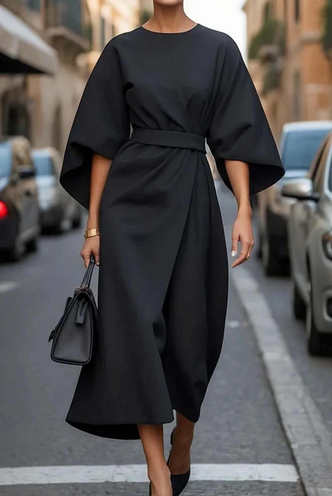 Midi Zomerjurk Dames | Lantaarnmouwen & Elegante Tailleband