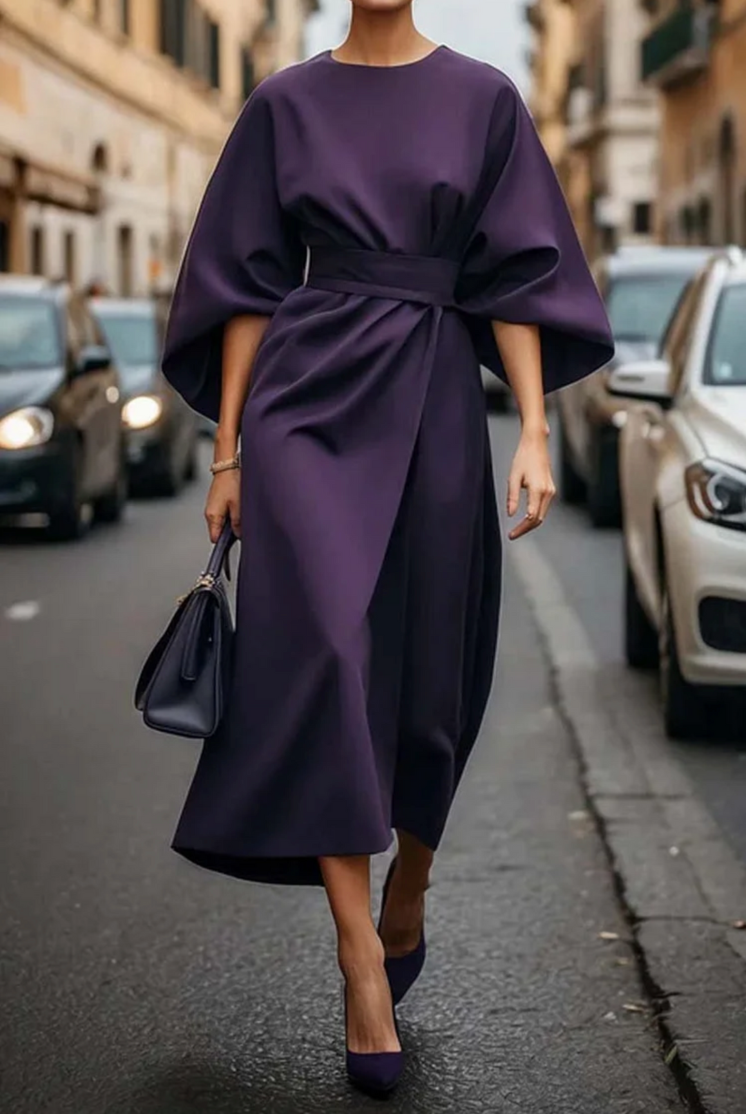 Midi Zomerjurk Dames | Lantaarnmouwen & Elegante Tailleband