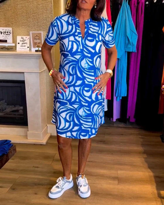 Midi Zomerjurk Dames | Levendige Print & Veelzijdige Dagse Stijl