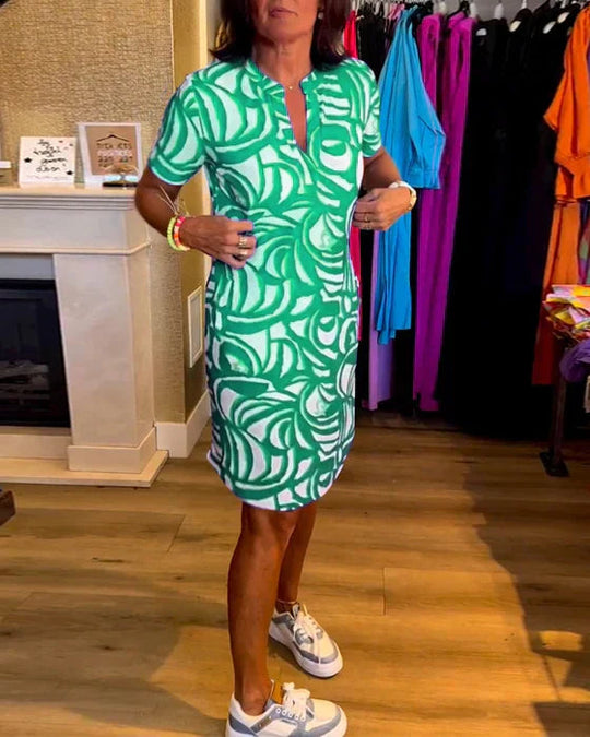 Midi Zomerjurk Dames | Levendige Print & Veelzijdige Dagse Stijl