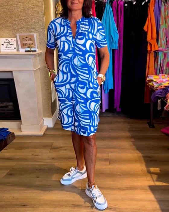 Midi Zomerjurk Dames | Levendige Print & Veelzijdige Dagse Stijl