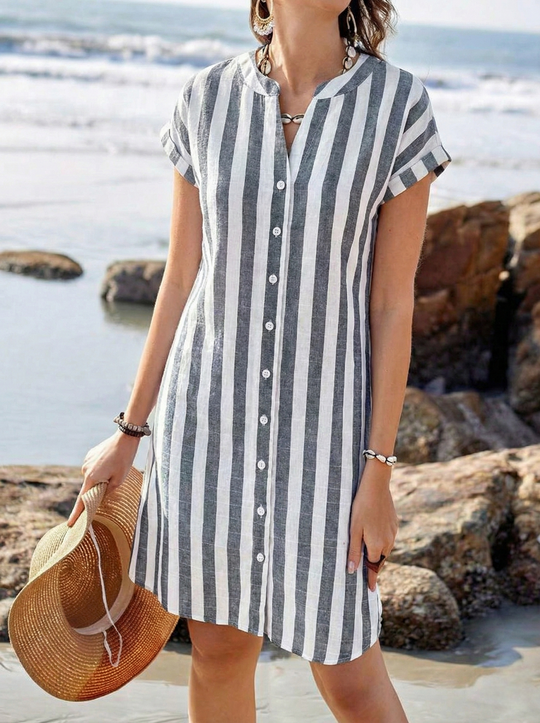 Midi jurk Dames | Gestreept Design & Figuurverlengend Effect