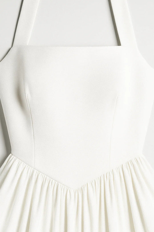 Midi jurk Dames | Halternek & Volle A-lijn Rok