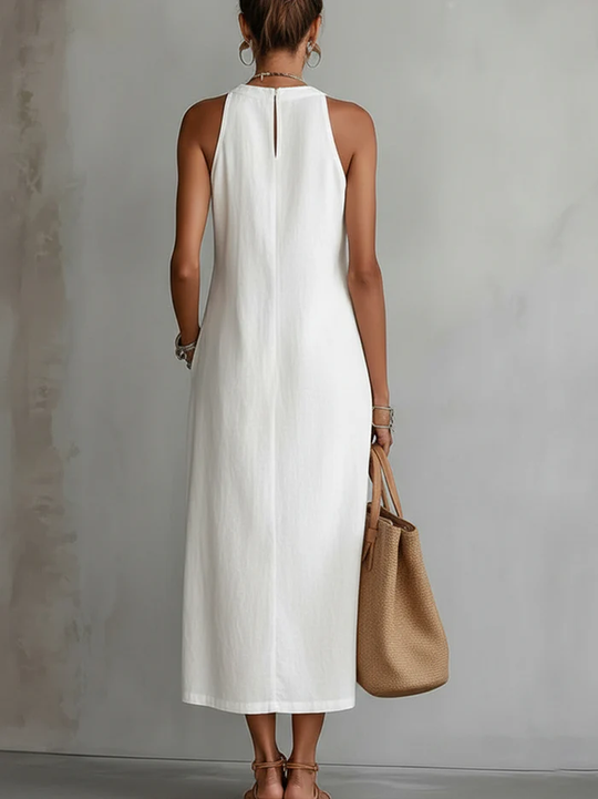 Midi jurk Dames | Kant Detail & Elegante Halter Hals