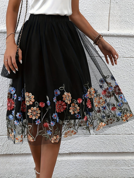 Midirock Damen mit Blumenmotiv - Reeva 2