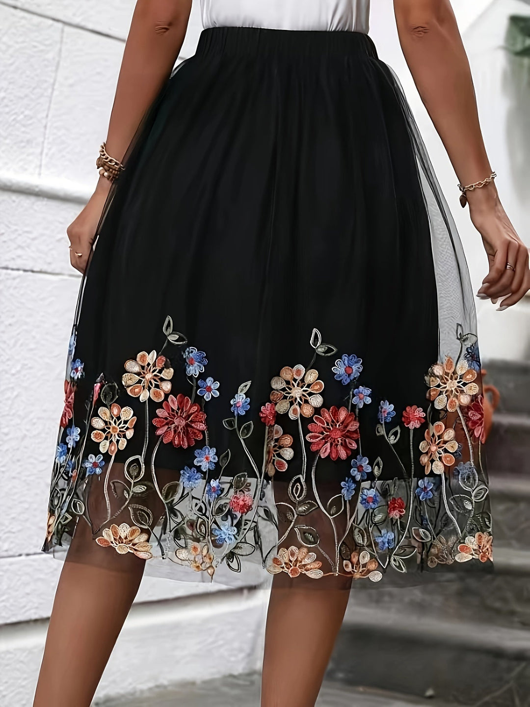 Midirock Damen mit Blumenmotiv - Reeva 3