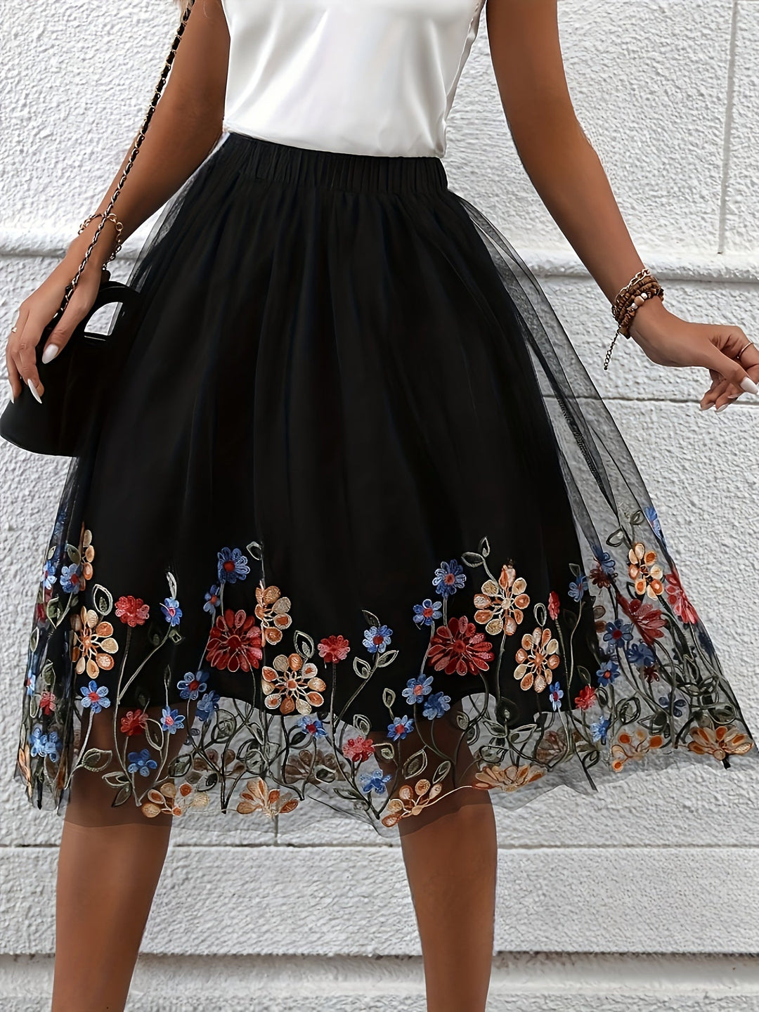 Midirock Damen mit Blumenmotiv - Reeva 4