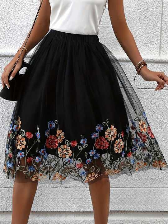 Midirock Damen mit Blumenmotiv - Reeva 4