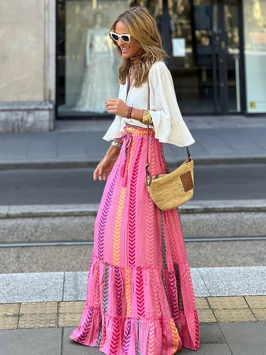 Midirock Damen mit Retro-Print – Liora