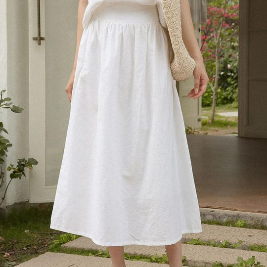 Soepel vallende midirok met elastische tailleband 1